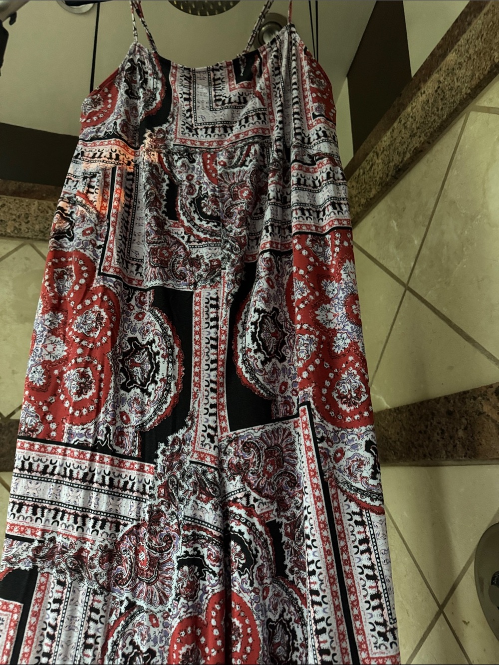 FP Movement by Free People Red, Black & White Bandana-Print Maxi Jumpsuit